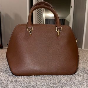 SOLD: Calvin Klein cognac triple compartment purse